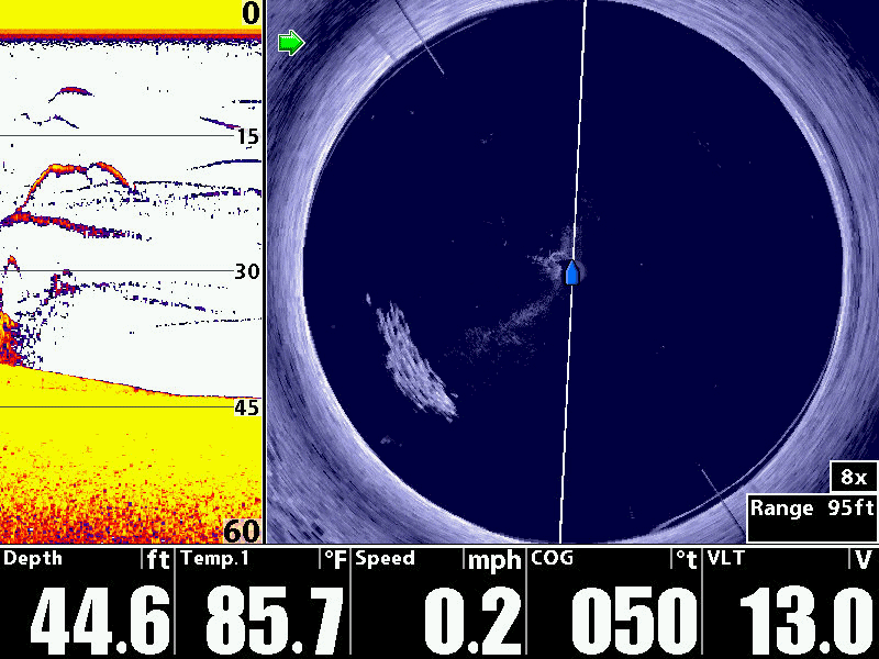 Вид с сонара кругового обзора Humminbird 360 Imaging и 2D